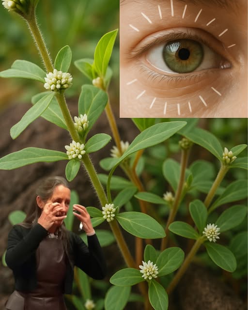 Planta Parietaria con hojas y flores blancas