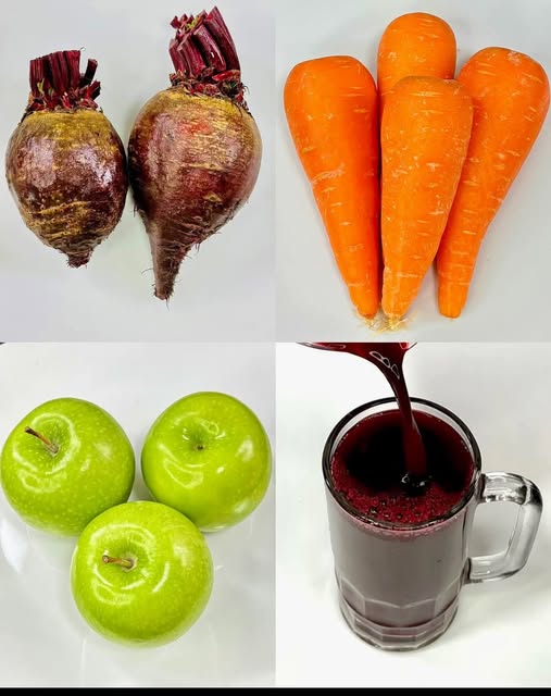 Ingredientes para batido de remolacha, zanahoria y manzana
