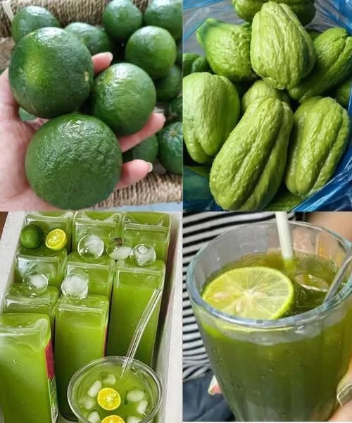 Bebidas naturales de chayote, jugos verdes y limones
