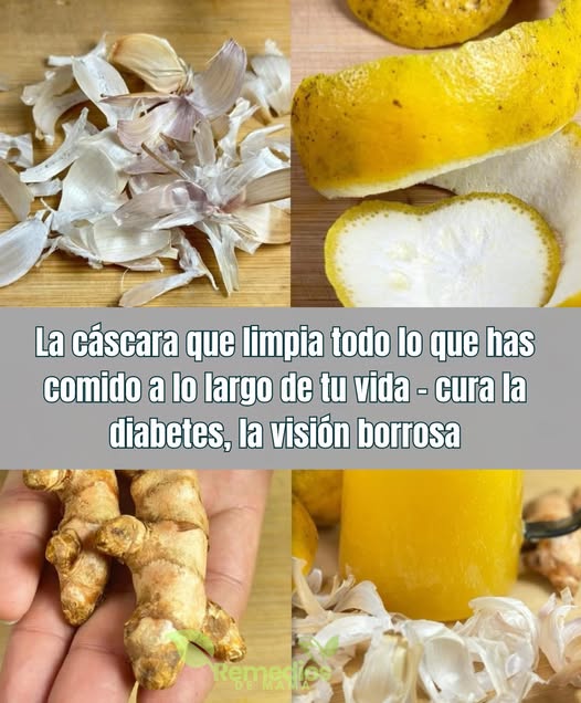Cáscaras de ajo, limón y jengibre