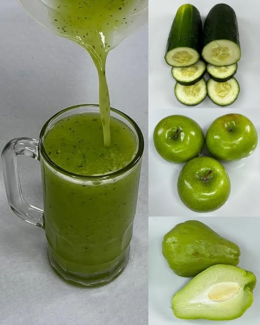 Jugo verde de pepino, manzana verde y chayote