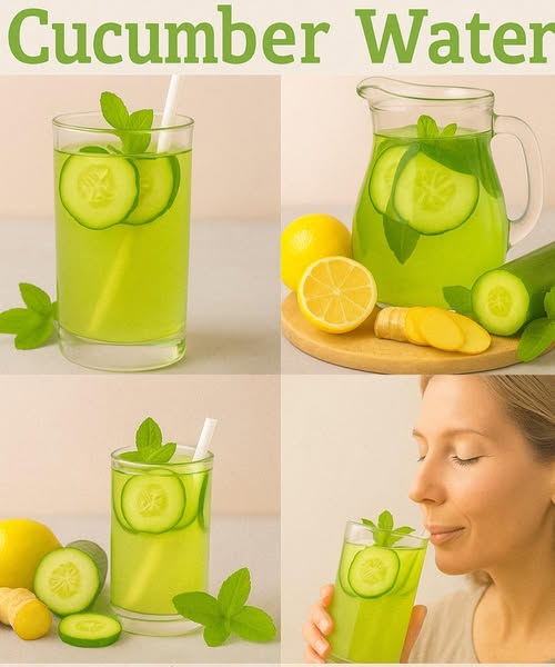 Agua de pepino con limón y menta