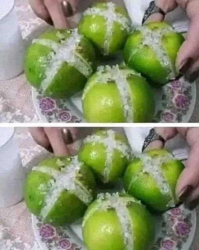 Limones cortados con sal para purificación
