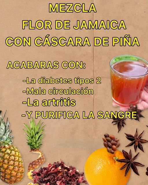 Bebida de flor de Jamaica y cáscara de piña