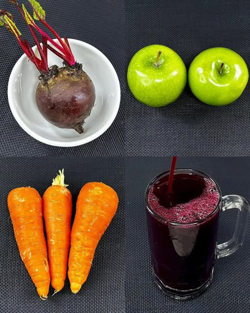 Ingredientes para batido: remolacha, manzana y zanahoria