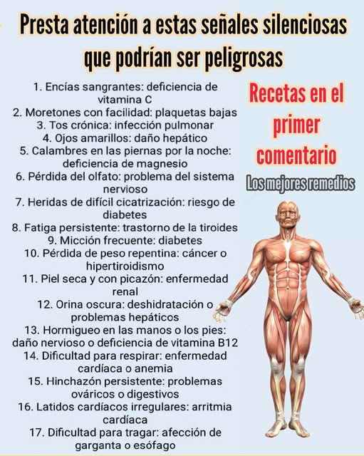 Cartel informativo sobre señales de salud