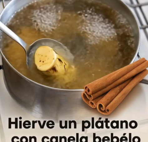 Plátano hervido con canela