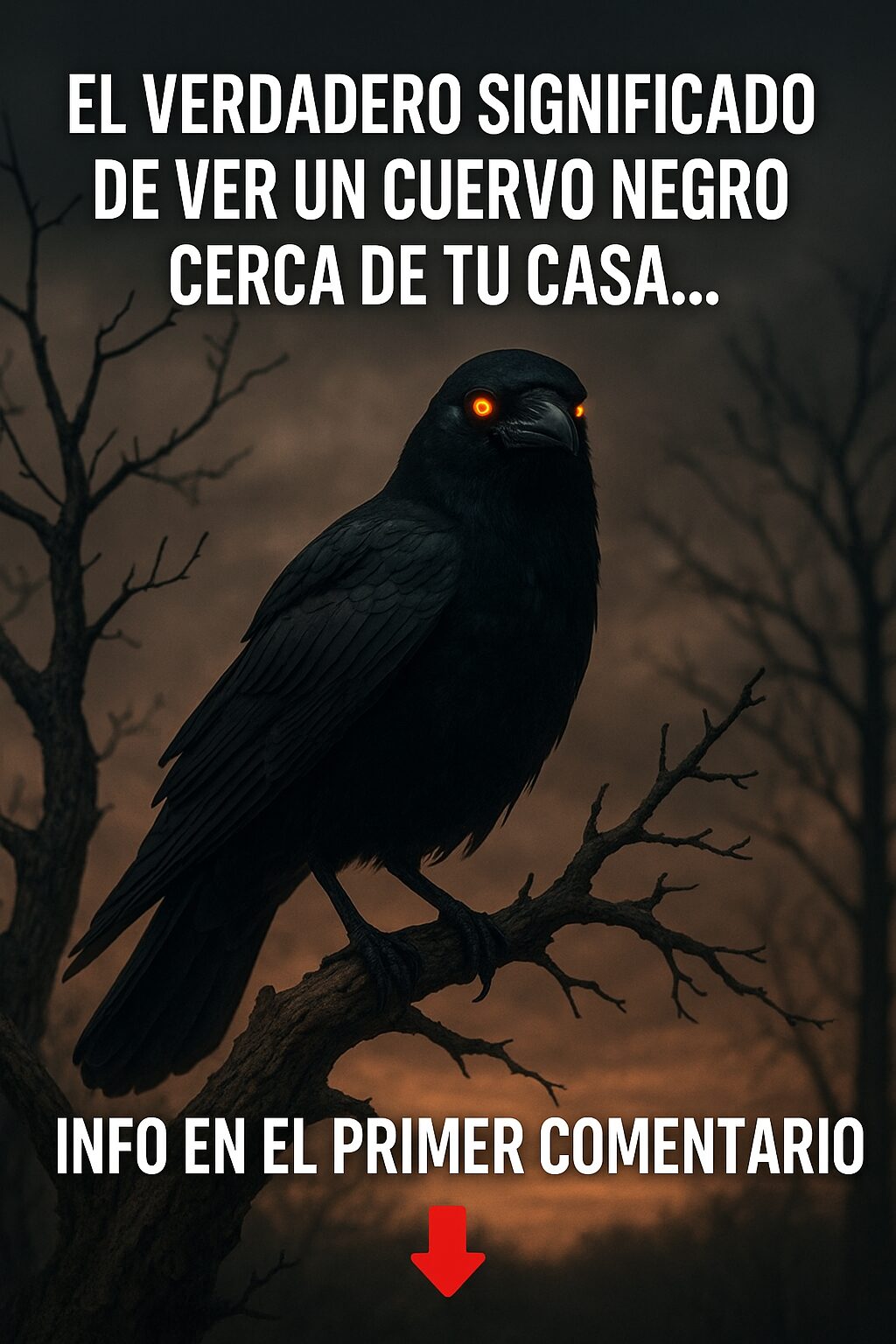 Cuervo negro en una rama