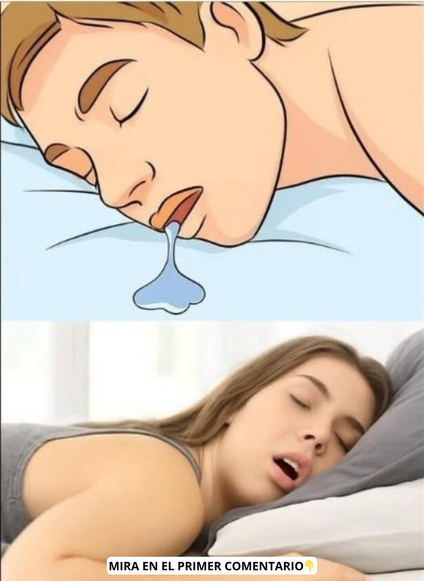 Imagen de una persona durmiendo con baba