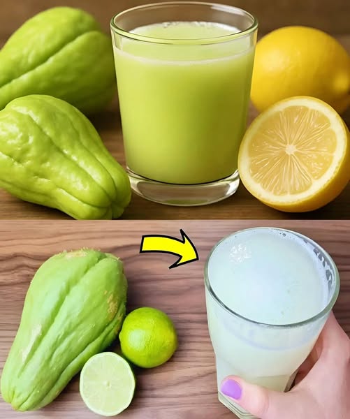 Bebida saludable de chayote, limón y lima