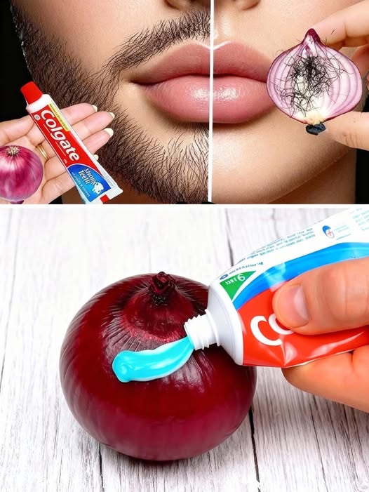Combinación de pasta de dientes y cebolla