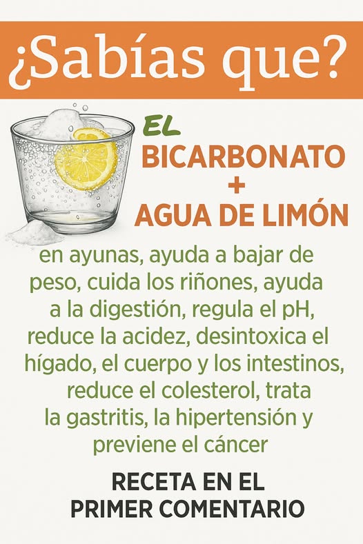 Bicarbonato y limón en un vaso