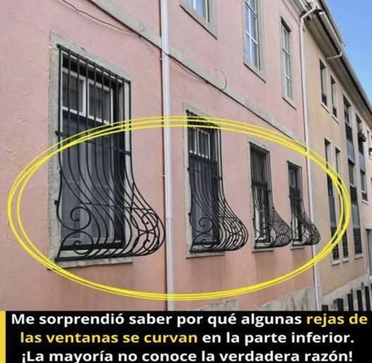 Rejas metálicas curvadas en las ventanas