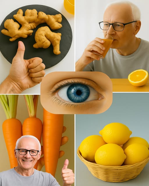 Ingredientes para jugo de zanahoria, jengibre y limón
