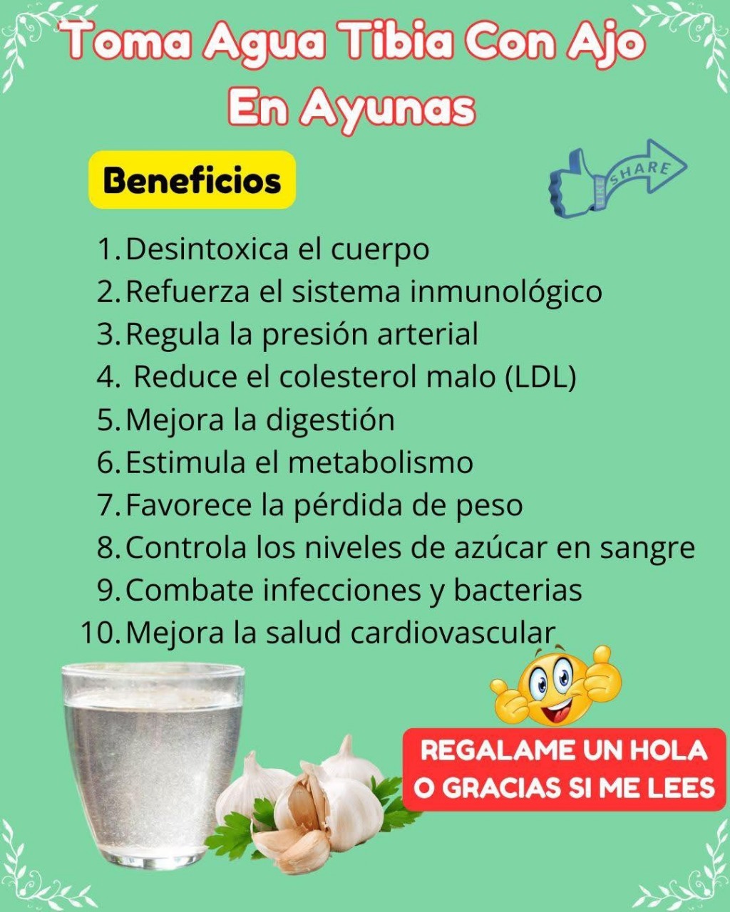 Agua tibia con ajo