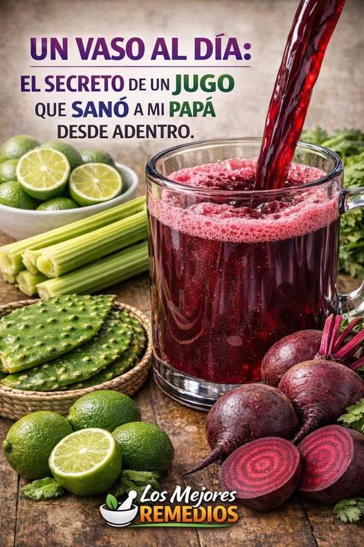 Jugo Saludable de Limón, Nopales, Apio y Remolachas