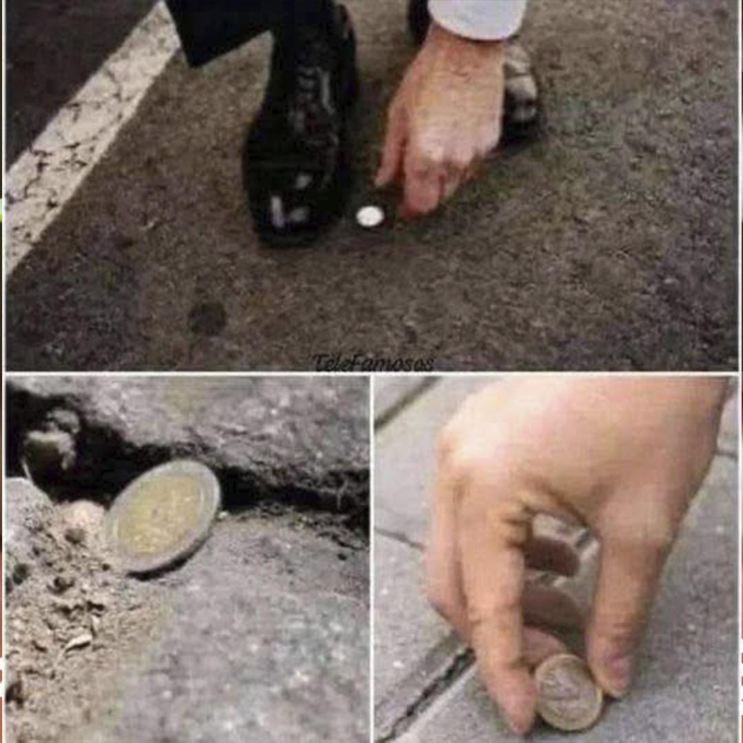 Personas recogiendo monedas en la calle