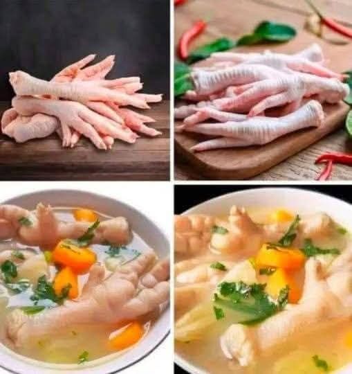 Proceso culinario con patas de pollo