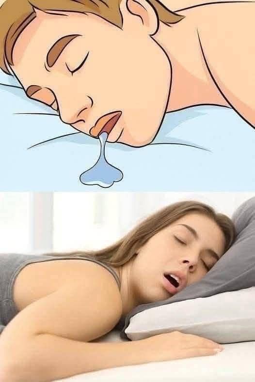 Ilustración de una persona durmiendo y babeando
