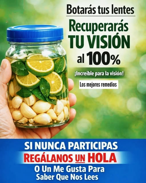 Frasco de vidrio con ajo, limón y hojas verdes